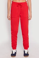 Womens Pocket Drawstring Sweatpants, Red, Size M