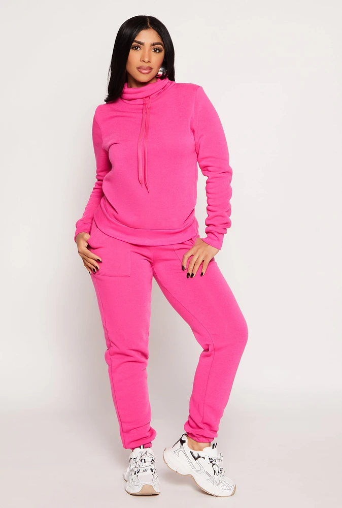 Womens Pocket Drawstring Sweatpants, Pink, Size S