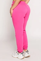 Womens Pocket Drawstring Sweatpants, Pink, Size S