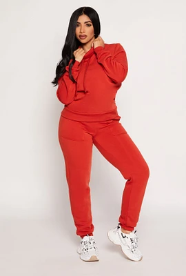 Womens Pocket Drawstring Sweatpants, Red, Size M