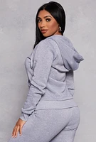 Womens Fleece Full Zip Hoodie, Grey, Size S