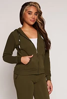 Womens Fleece Full Zip Hoodie, Green,