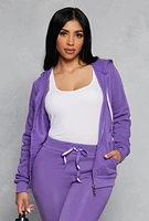 Womens Fleece Full Zip Hoodie, Purple, Size S