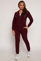 Womens Fleece Full Zip Hoodie, Burgundy, Size M