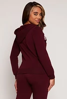 Womens Fleece Full Zip Hoodie, Burgundy, Size M