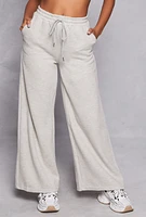 Womens High Waist Wide Leg Sweatpants, Grey, Size S