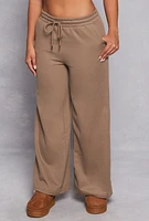 Womens High Waist Wide Leg Sweatpants, Khaki, Size M