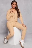 Womens Fleece Patterned Zip Front Hoodie,