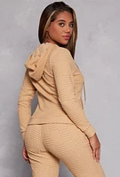 Womens Fleece Patterned Zip Front Hoodie,