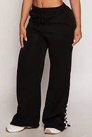 Womens Lace Up Side Sweatpants, Black, Size M