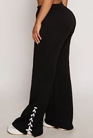 Womens Lace Up Side Sweatpants, Black, Size M