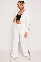 Womens Lace Up Side Sweatpants, White, Size L