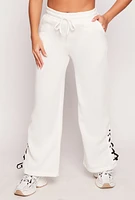 Womens Lace Up Side Sweatpants, White, Size S