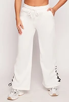 Womens Lace Up Side Sweatpants, White, Size L