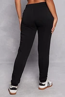 Womens Double Drawstring Waist Pintuck Sweatpants, Black, Size M