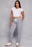 Womens Double Drawstring Waist Pintuck Sweatpants, Grey, Size S