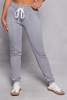 Womens Double Drawstring Waist Pintuck Sweatpants, Grey, Size S