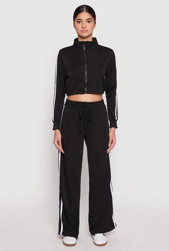 Womens Varsity Stripe Drawstring Sweatpants, Black, Size S