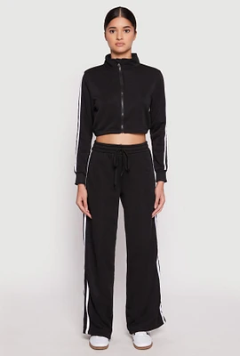 Womens Varsity Stripe Drawstring Sweatpants, Black, Size S