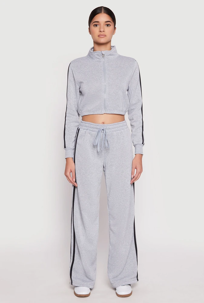 Womens Varsity Stripe Drawstring Sweatpants, Grey, Size XL