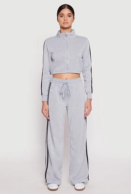 Womens Varsity Stripe Drawstring Sweatpants, Grey, Size XL