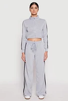 Womens Varsity Stripe Drawstring Sweatpants, Grey, Size XL