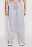 Womens Varsity Stripe Drawstring Sweatpants, Grey, Size XL