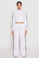 Womens Varsity Stripe Drawstring Sweatpants, White, Size M