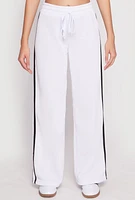 Womens Varsity Stripe Drawstring Sweatpants, White, Size M