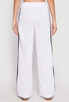 Womens Varsity Stripe Drawstring Sweatpants, White, Size M