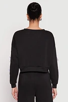 Womens Bow Detail Cropped Sweatshirt, Black, Size M