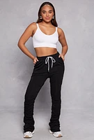 Womens Double Drawstring Stacked Sweatpants,