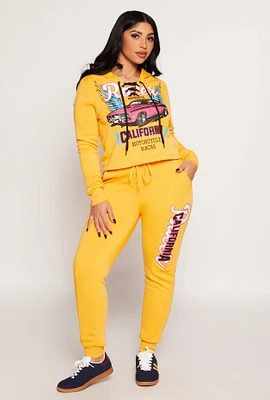 Womens Racer California Joggers, Yellow, Size L