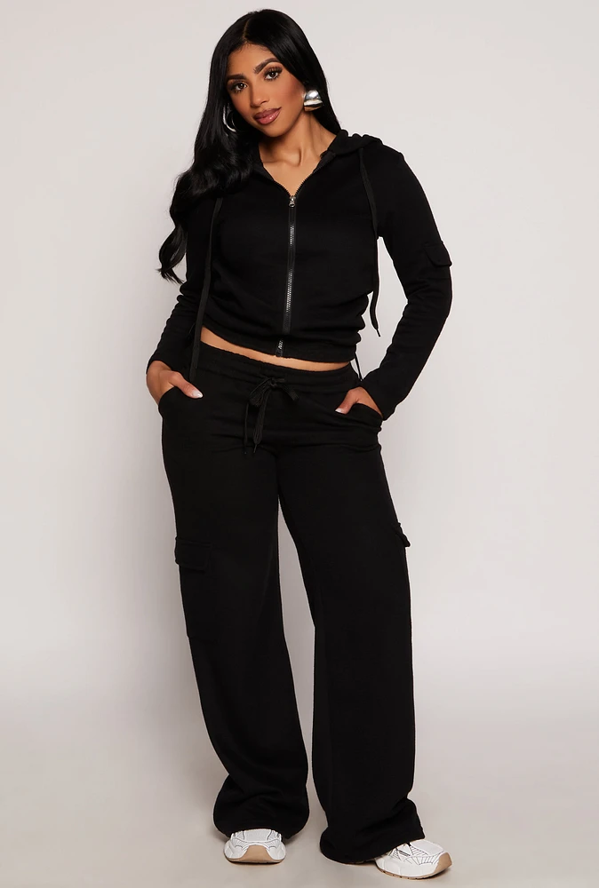 Womens Drawstring Cargo Pocket Sweatpants,