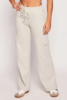 Womens Drawstring Cargo Pocket Sweatpants, Grey, Size XL