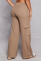 Womens Drawstring Cargo Pocket Sweatpants, Brown, Size XL
