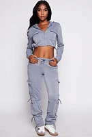 Womens Toggle Drawstring Hem Zip Front Hoodie, Grey, Size S