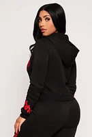 Womens Graffiti Print Half Zip Hoodie, Black, Size L