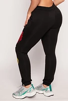 Womens Graffiti Print Sweatpants, Black,