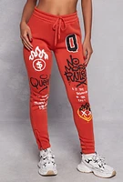 Womens Graffiti Print Sweatpants, Red, Size L