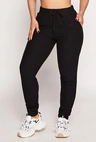 Womens Leopard Textured Knit Joggers, Black,