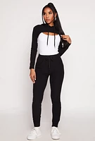 Womens Geometric Patterned Shrug Sweatshirt, Black, Size M