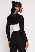 Womens Geometric Patterned Shrug Sweatshirt, Black, Size M