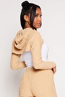 Womens Geometric Patterned Shrug Sweatshirt, Beige, Size M