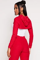 Womens Geometric Patterned Shrug Sweatshirt, Red, Size M