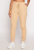 Womens Geometric Embossed Joggers, Khaki, Size M