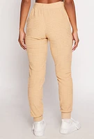 Womens Geometric Embossed Joggers, Khaki, Size M