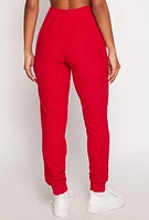 Womens Geometric Embossed Joggers, Red, Size M