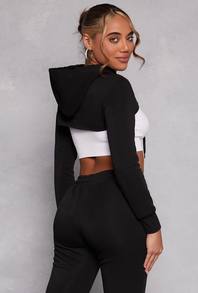 Womens New York Hooded Shrug, Black, Size M