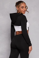 Womens New York Hooded Shrug, Black, Size M